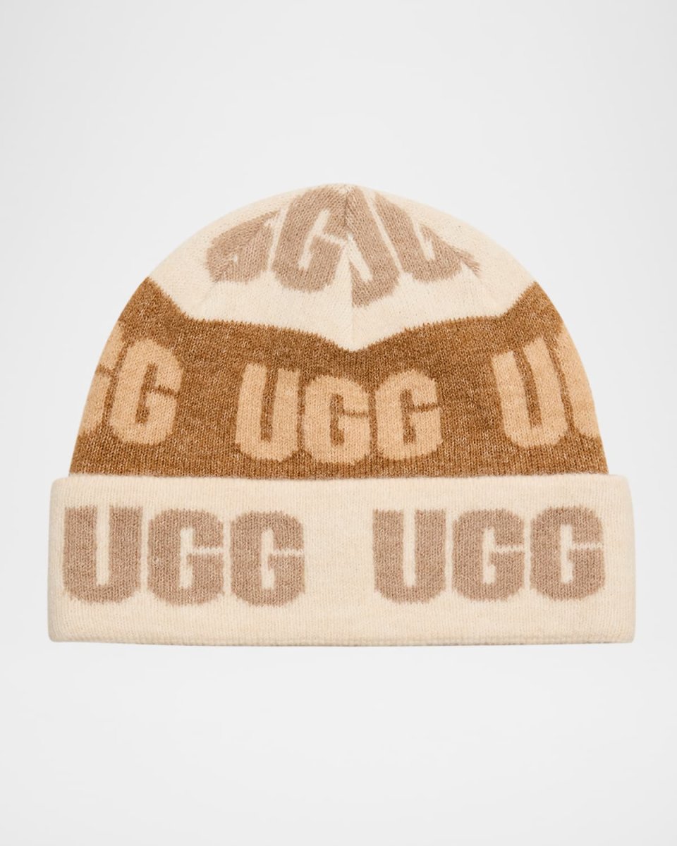Logo Graphic Striped Beanie Hat